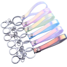 Magic Color Laser Leather Rope Keychain Accessories Creative PU Leather Lobster Chain Keychain Bag Hanging With Customize Logo